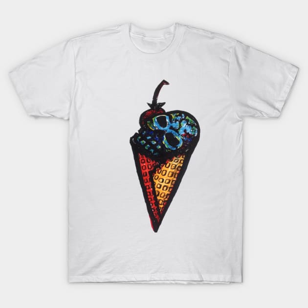 Ice cream, waffle cone, skulls, jms art T-Shirt by MattisMatt83